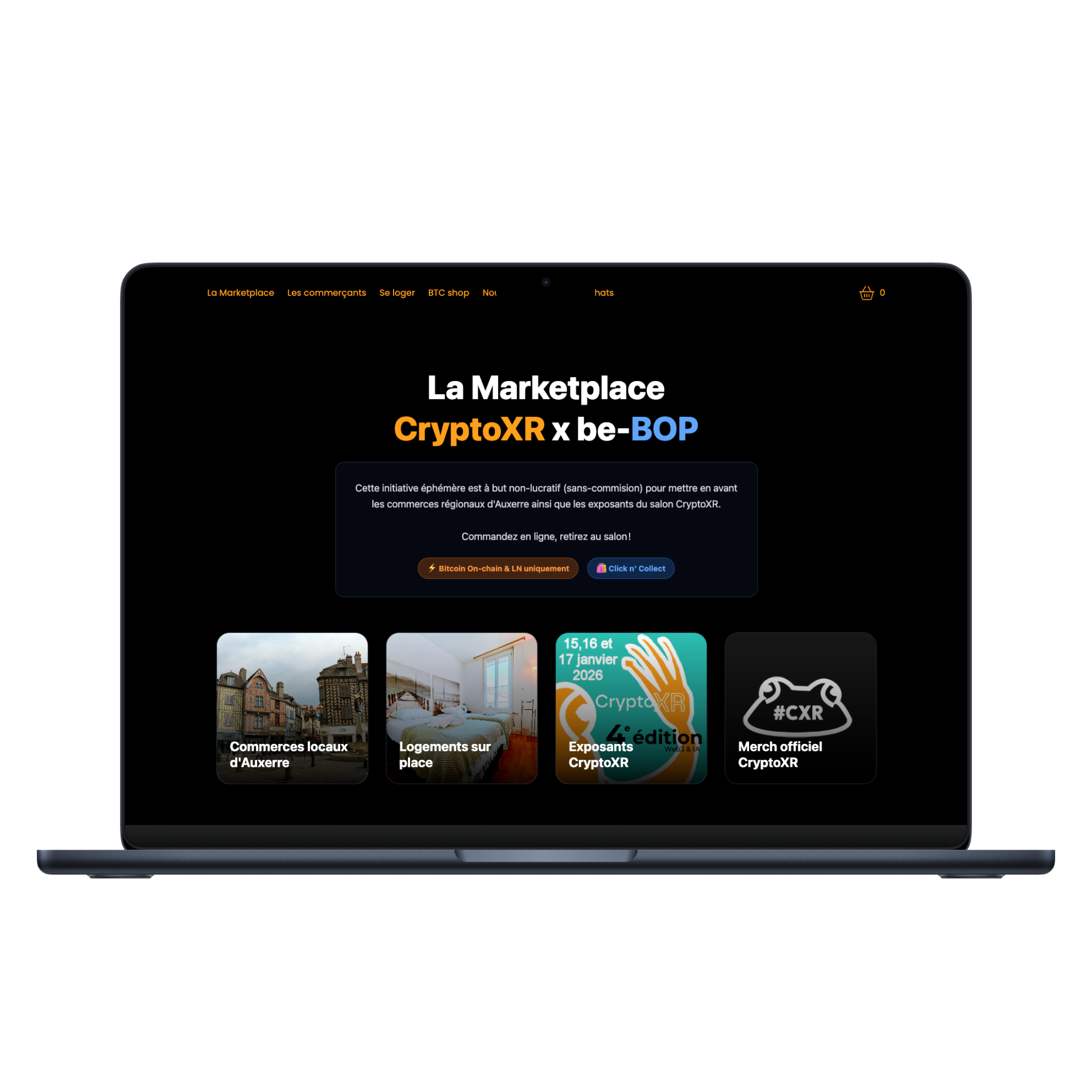 Marketplace CryptoXR - Commandez en Bitcoin